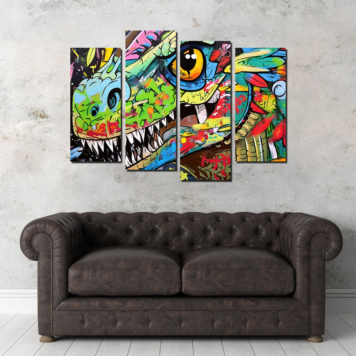 Dinosaur Graffiti Wall Art