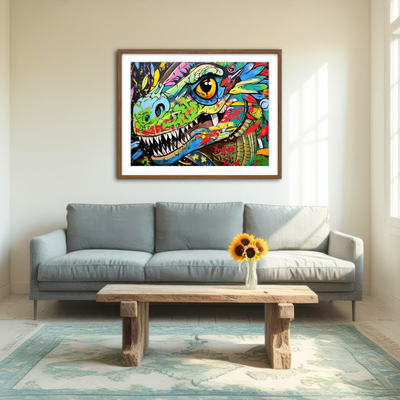 AUTO-MOCKUP ROOM | Dinosaur Graffiti Wall Art