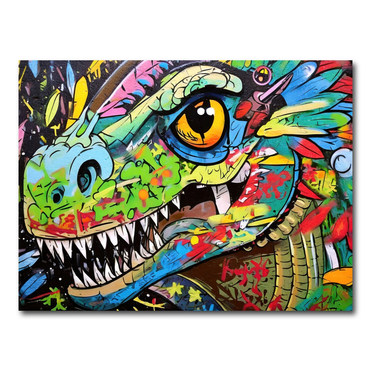 AUTO-MOCKUP WHITE | dinosaur graffiti | 1 Piece | Gallery Wrap Canvas | group=4x3