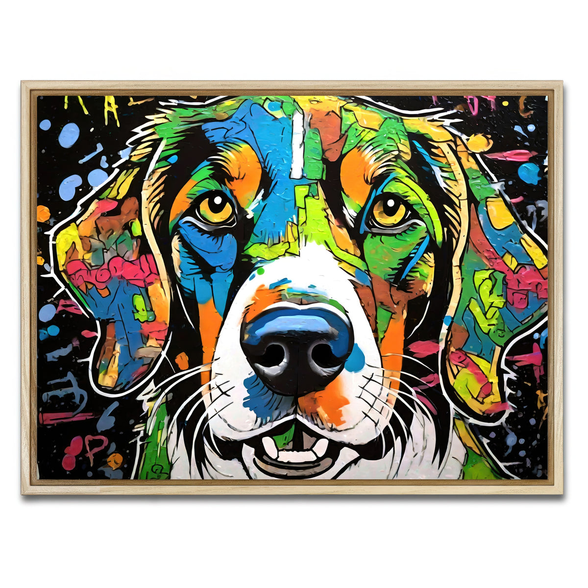 AUTO-MOCKUP WHITE | dog graffiti | 1 Piece | Natural Framed Canvas | group=4x3
