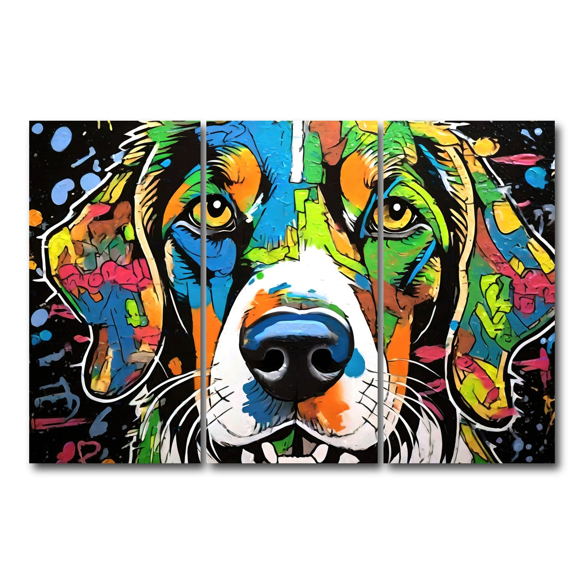 AUTO-MOCKUP WHITE | dog graffiti | 3 Piece | Gallery Wrap Canvas | group=12x24