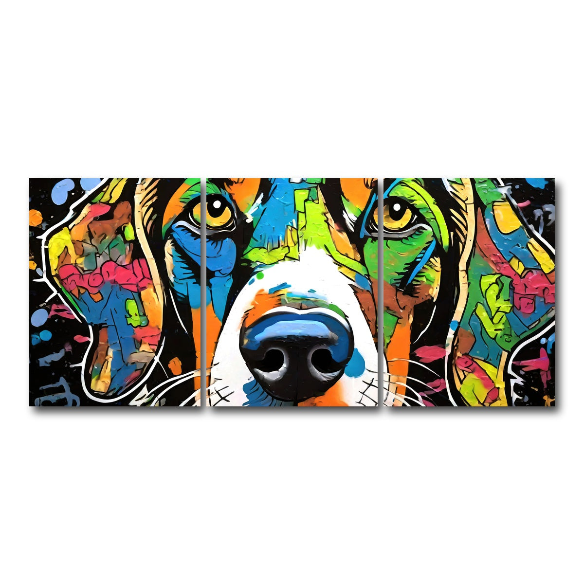AUTO-MOCKUP WHITE | dog graffiti | 3 Piece | Gallery Wrap Canvas | group=18x24