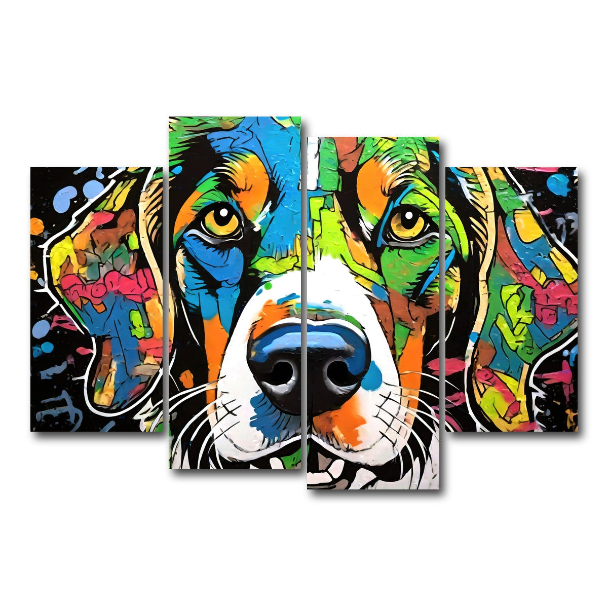 AUTO-MOCKUP WHITE | dog graffiti | 4 Piece | Gallery Wrap Canvas | group=4_short