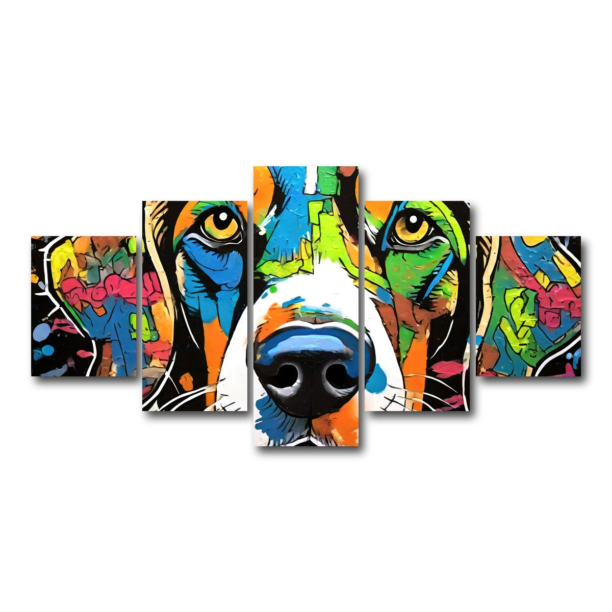 AUTO-MOCKUP WHITE | dog graffiti | 5 Piece | Gallery Wrap Canvas | group=5_short