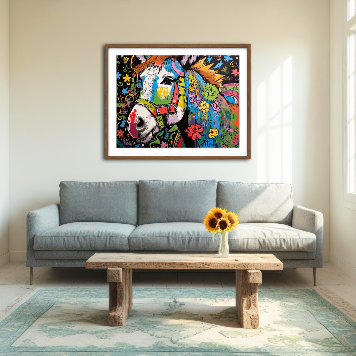 AUTO-MOCKUP ROOM | Donkey Graffiti Wall Art