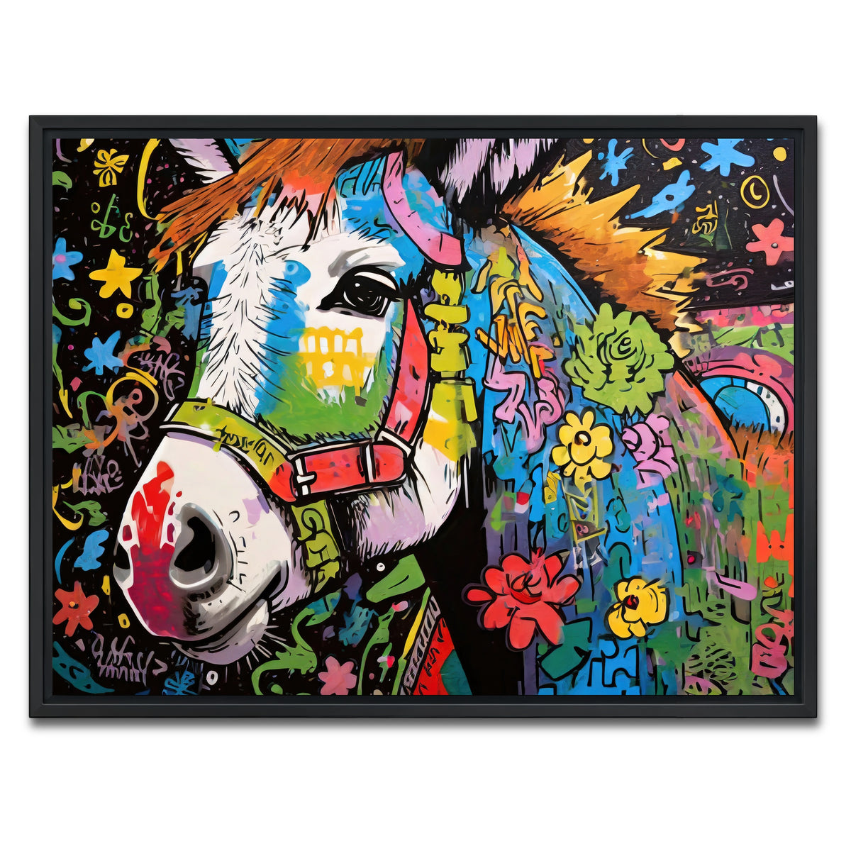 AUTO-MOCKUP WHITE | donkey graffiti | 1 Piece | Black Framed Canvas | group=4x3