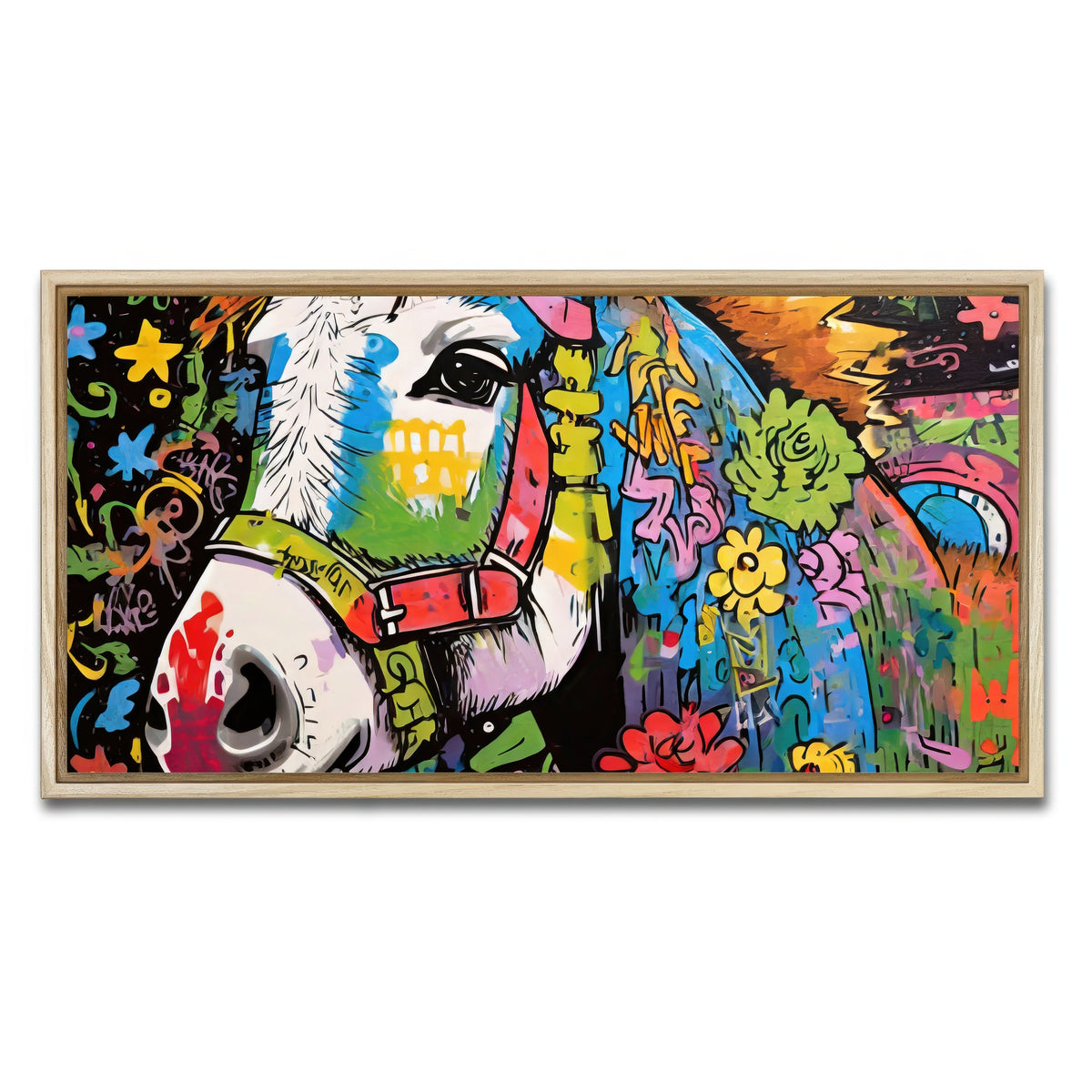 AUTO-MOCKUP WHITE | donkey graffiti | 1 Piece | Natural Framed Canvas | group=2x1