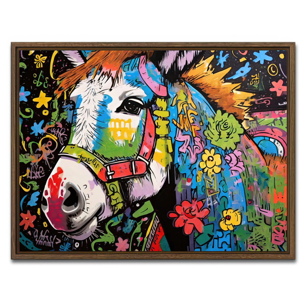 AUTO-MOCKUP WHITE | donkey graffiti | 1 Piece | Walnut Framed Canvas | group=4x3