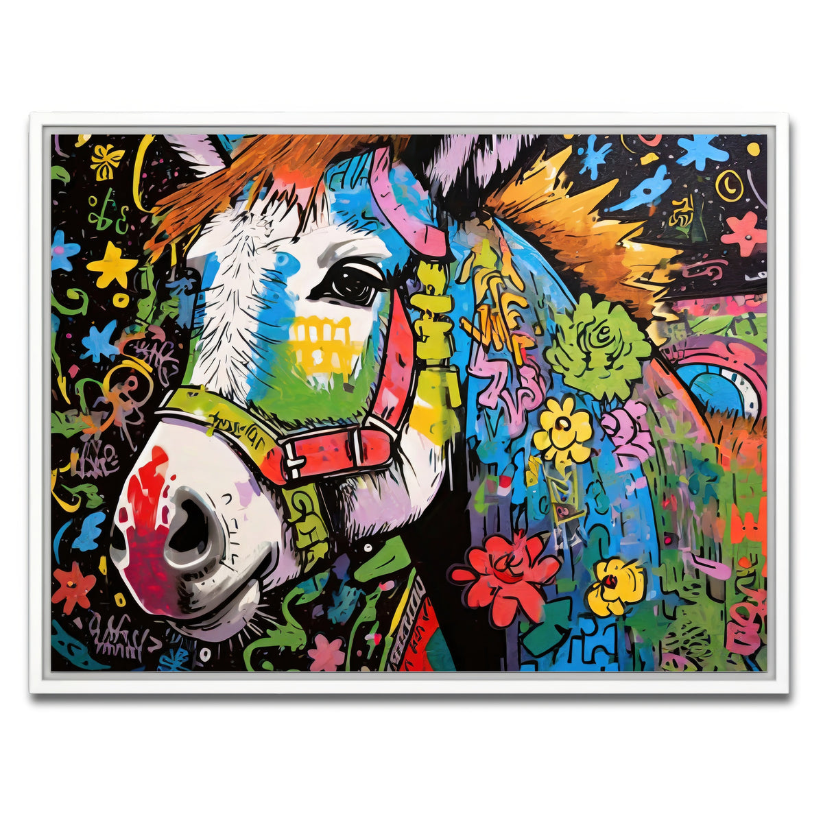 AUTO-MOCKUP WHITE | donkey graffiti | 1 Piece | White Framed Canvas | group=4x3