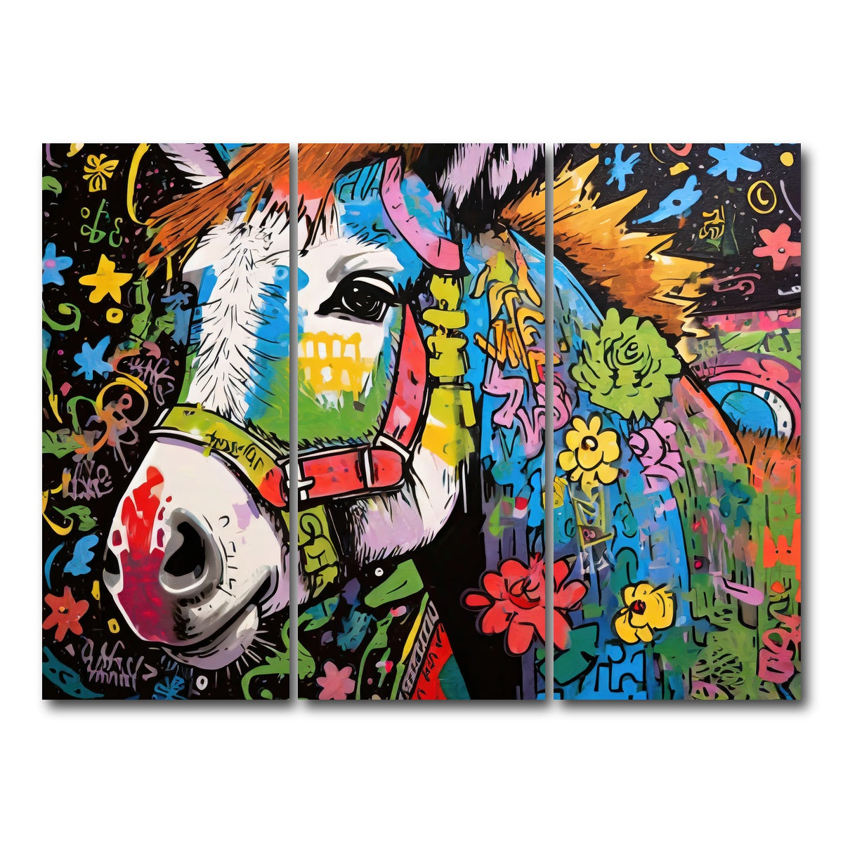 AUTO-MOCKUP WHITE | donkey graffiti | 3 Piece | Gallery Wrap Canvas | group=8x18