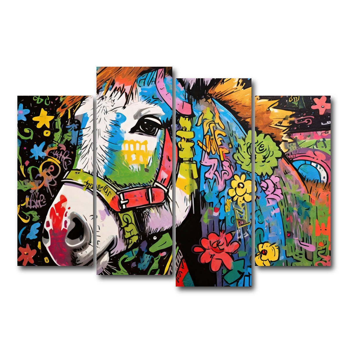 AUTO-MOCKUP WHITE | donkey graffiti | 4 Piece | Gallery Wrap Canvas | group=4_normal