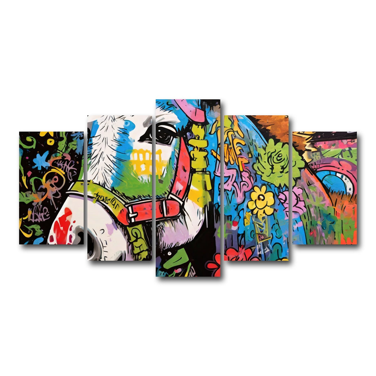 AUTO-MOCKUP WHITE | donkey graffiti | 5 Piece | Gallery Wrap Canvas | group=5_normal