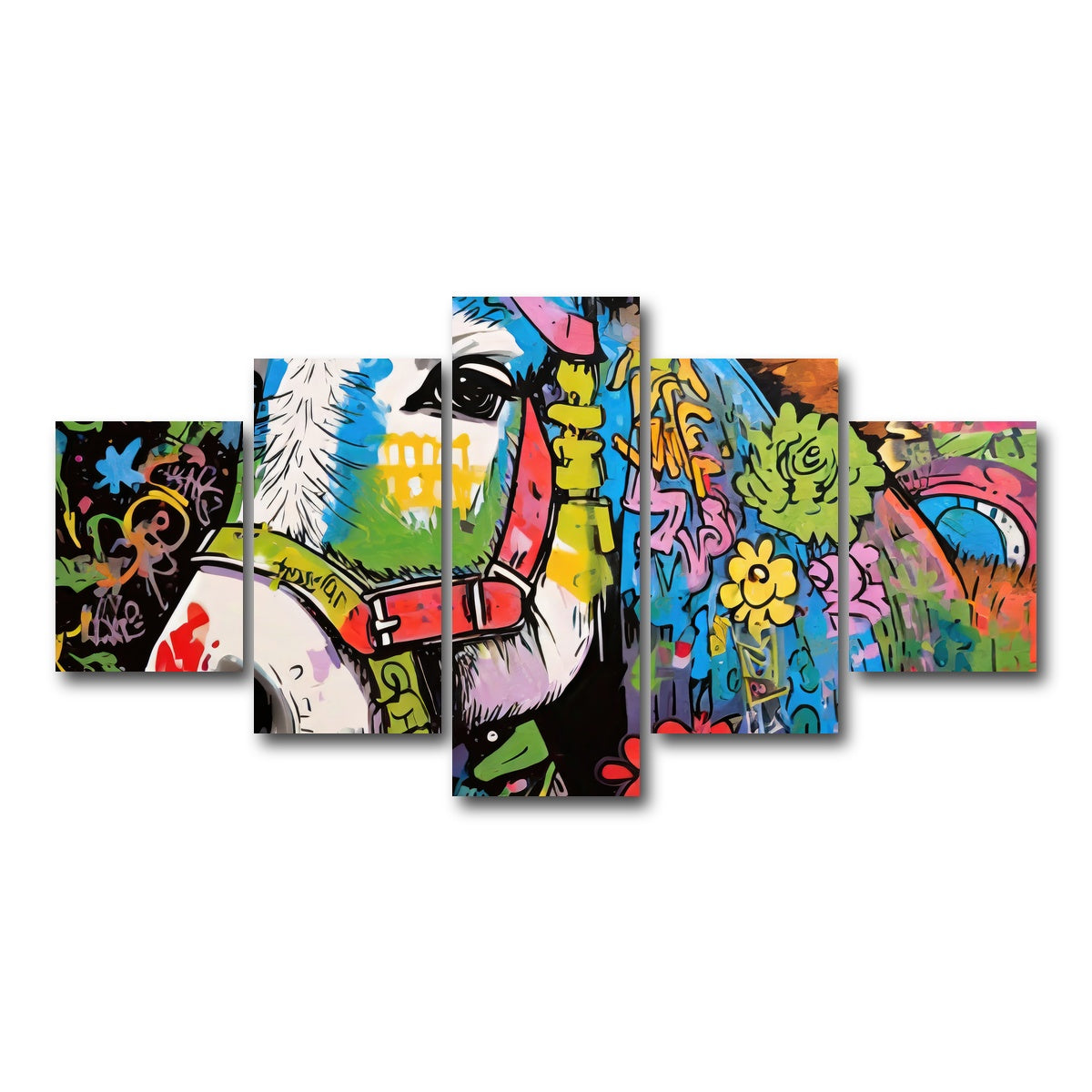 AUTO-MOCKUP WHITE | donkey graffiti | 5 Piece | Gallery Wrap Canvas | group=5_short