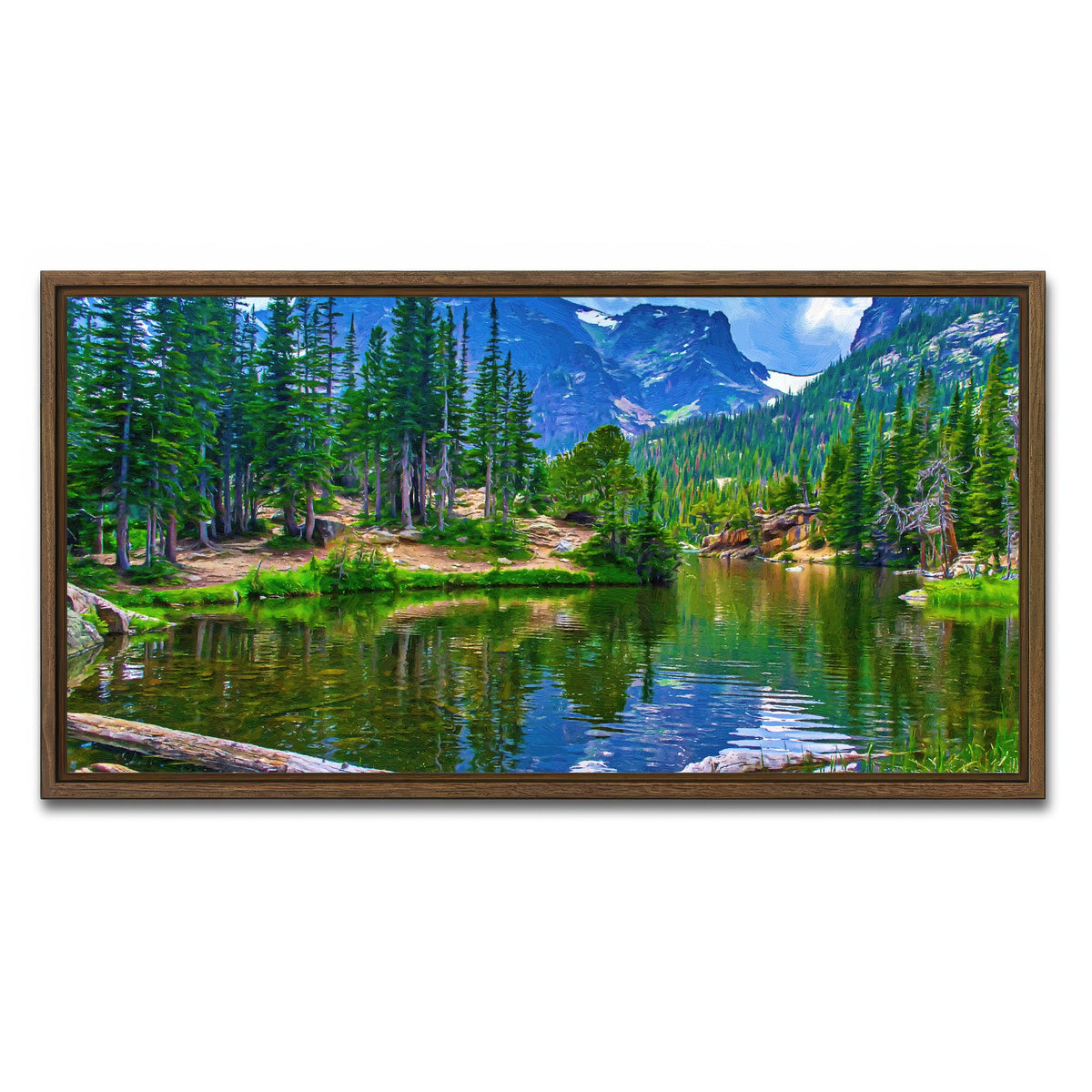 AUTO-MOCKUP WHITE | dream lake | 1 Piece | Walnut Framed Canvas | group=2x1