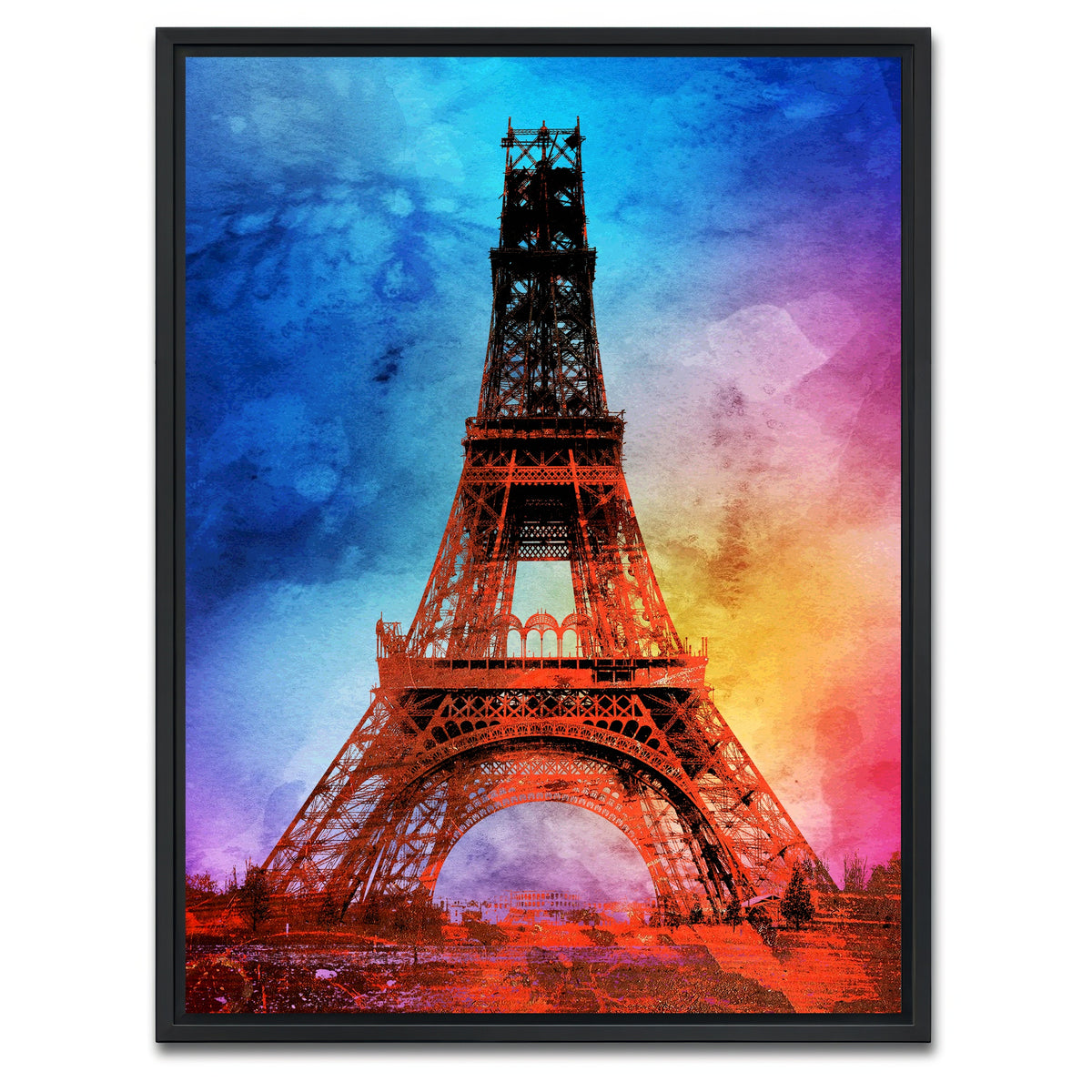 AUTO-MOCKUP WHITE | eiffel tower color splash | 1 Piece | Black Framed Canvas | group=3x4