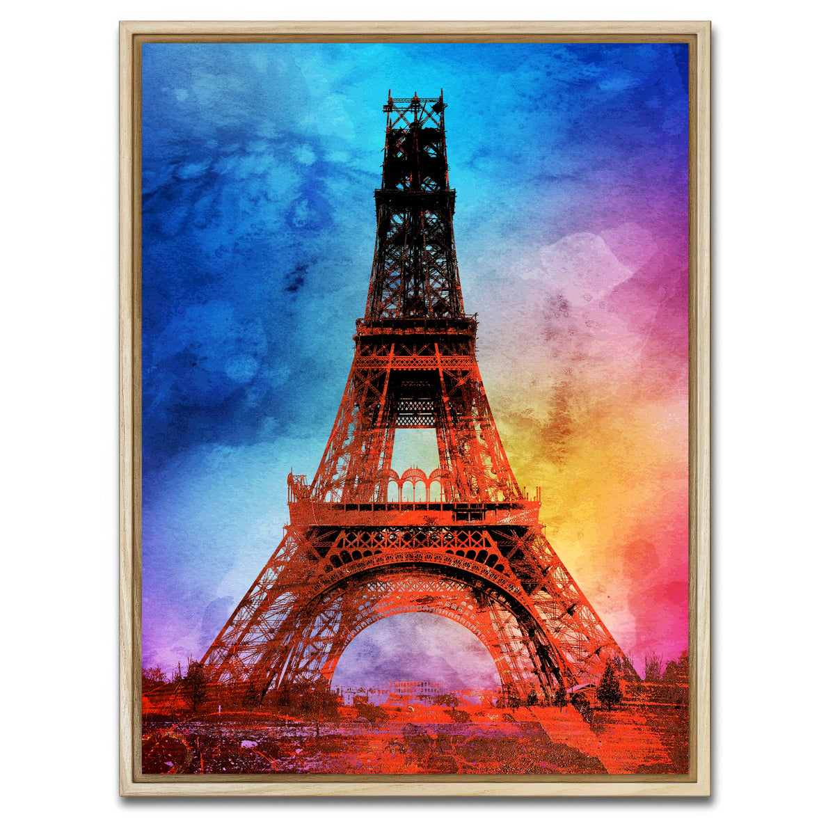 AUTO-MOCKUP WHITE | eiffel tower color splash | 1 Piece | Natural Framed Canvas | group=3x4