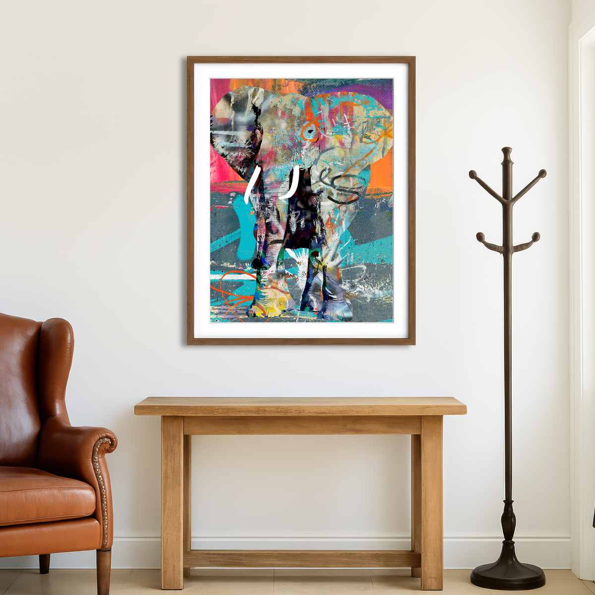 AUTO-MOCKUP ROOM | Elephant Graffiti Wall Art