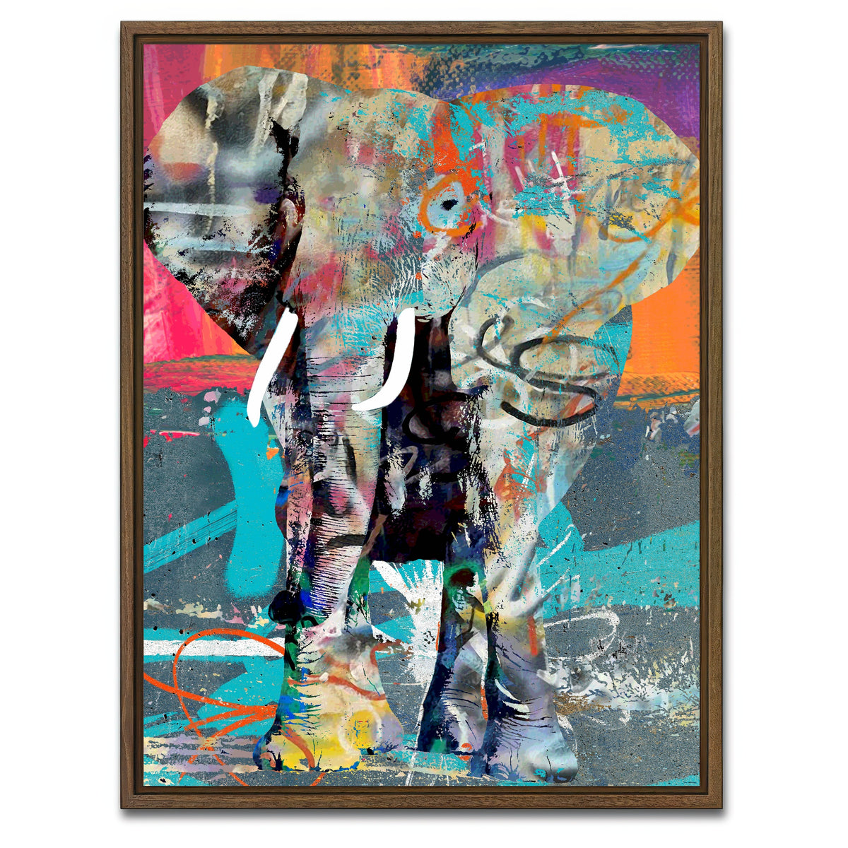 AUTO-MOCKUP WHITE | elephant graffiti | 1 Piece | Walnut Framed Canvas | group=3x4