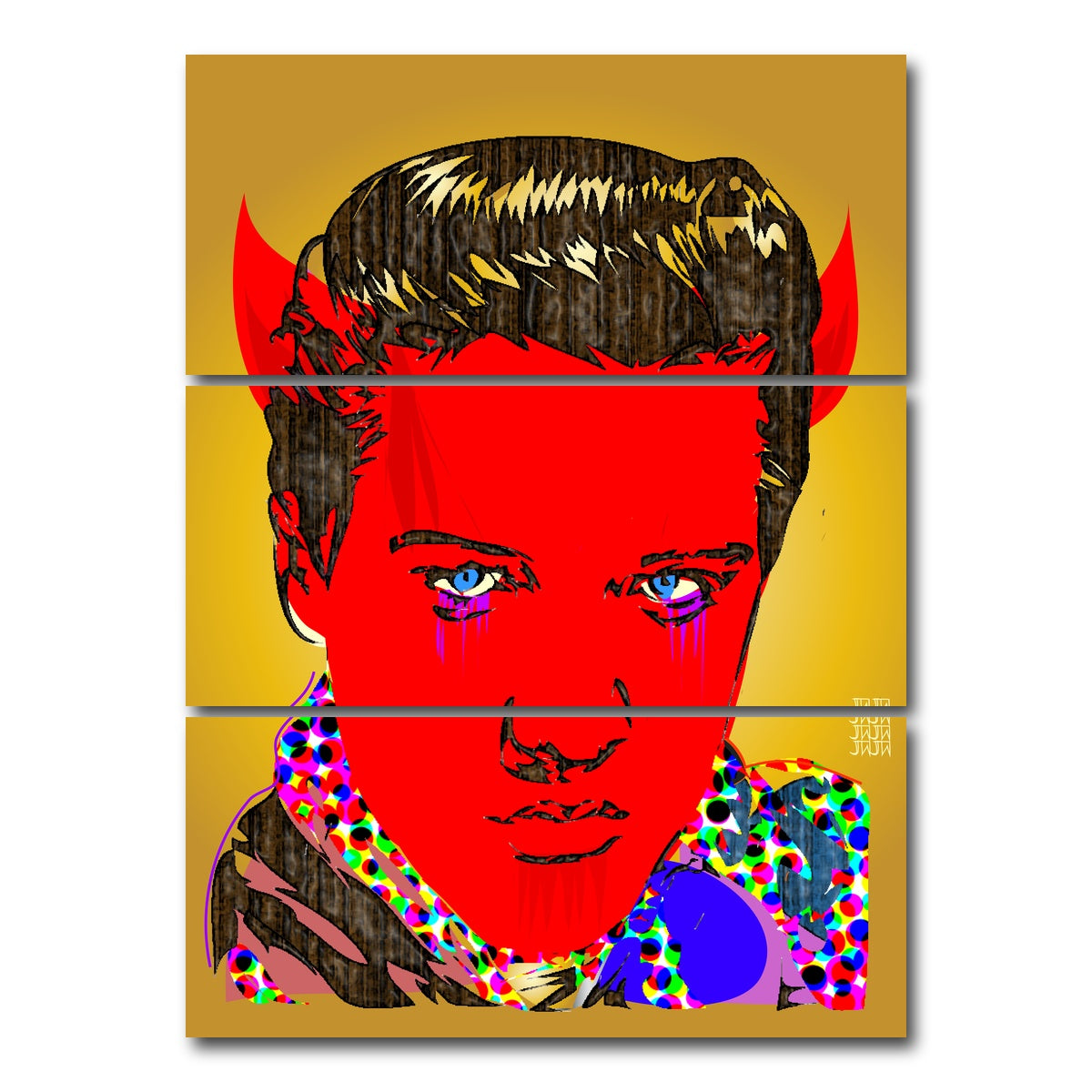 AUTO-MOCKUP WHITE | elvis Horns | 3 Piece | Gallery Wrap Canvas | group=8x18_stacked