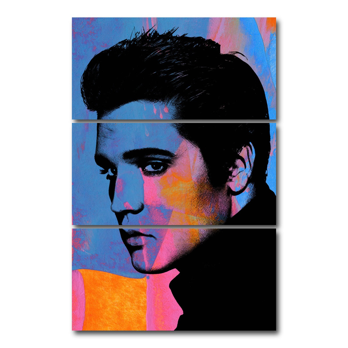 AUTO-MOCKUP WHITE | elvis bright colors | 3 Piece | Gallery Wrap Canvas | group=12x24_stacked