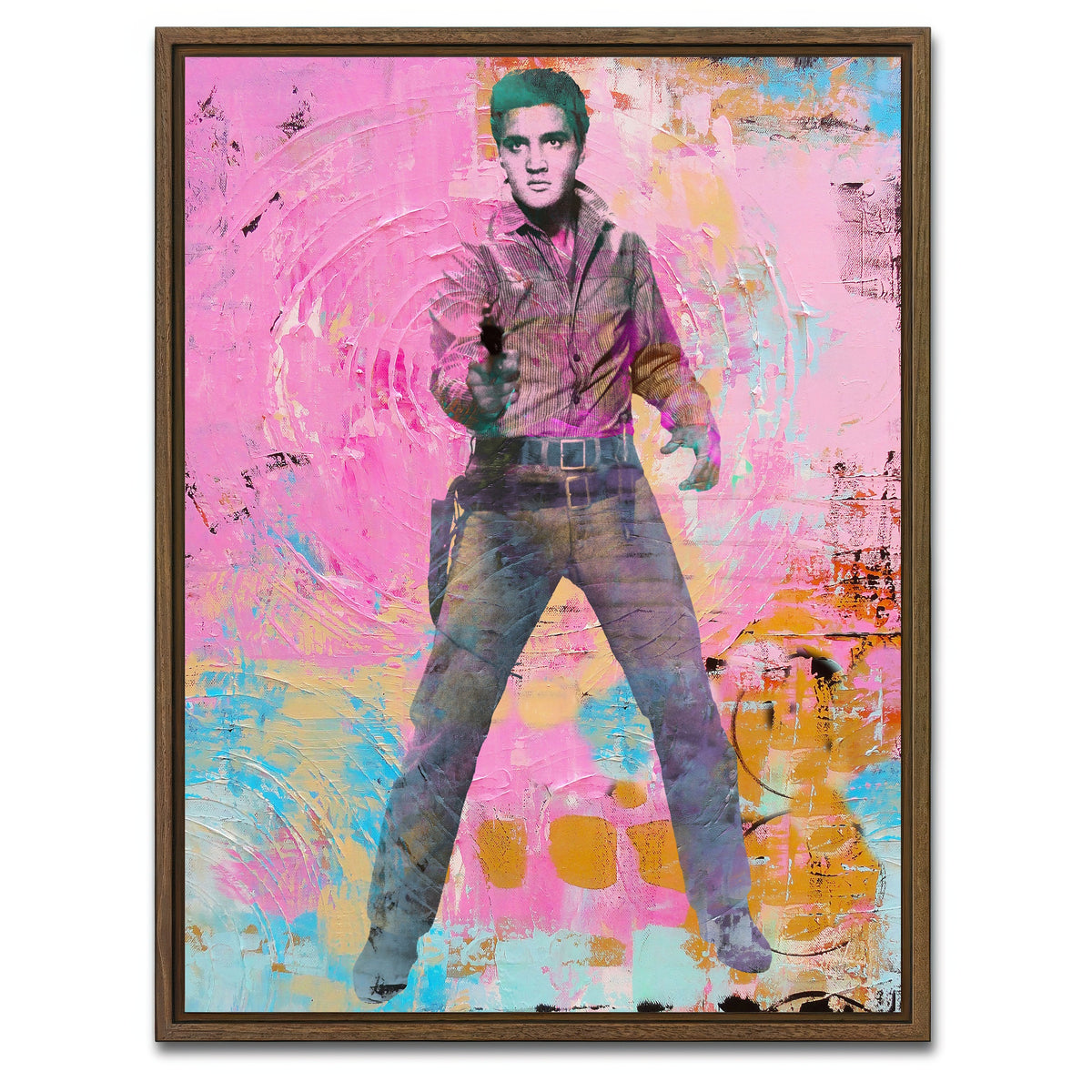 AUTO-MOCKUP WHITE | elvis circles | 1 Piece | Walnut Framed Canvas | group=3x4