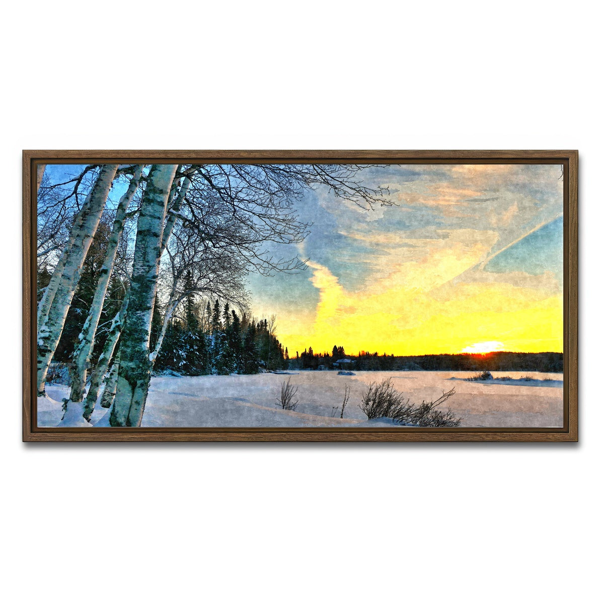 AUTO-MOCKUP WHITE | end of a winter's day | 1 Piece | Walnut Framed Canvas | group=2x1