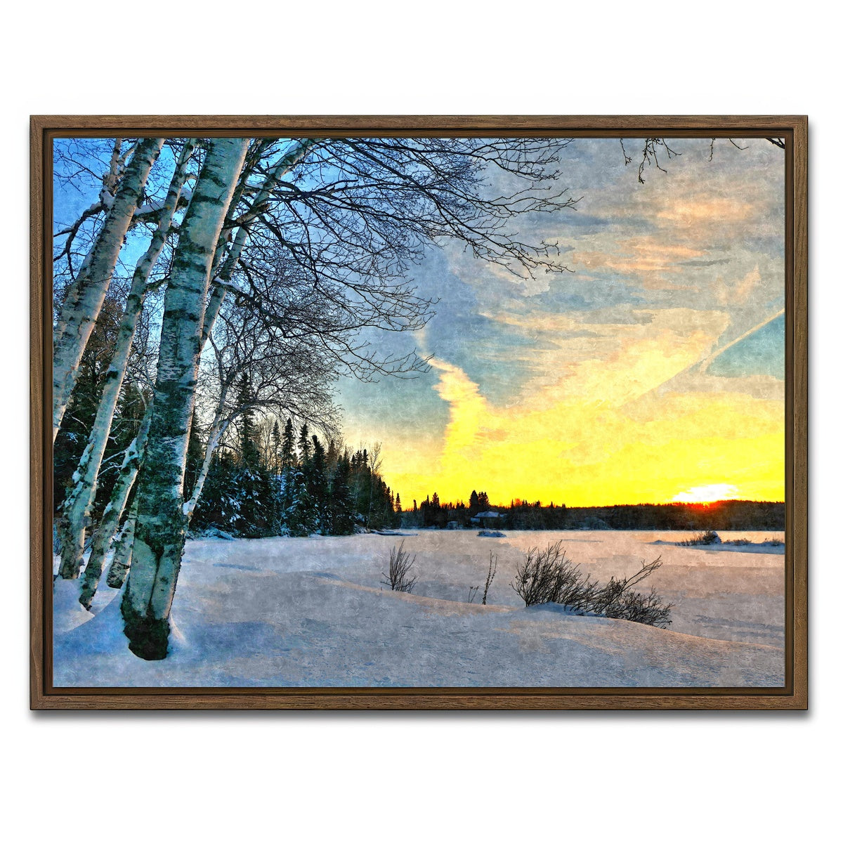 AUTO-MOCKUP WHITE | end of a winter's day | 1 Piece | Walnut Framed Canvas | group=4x3