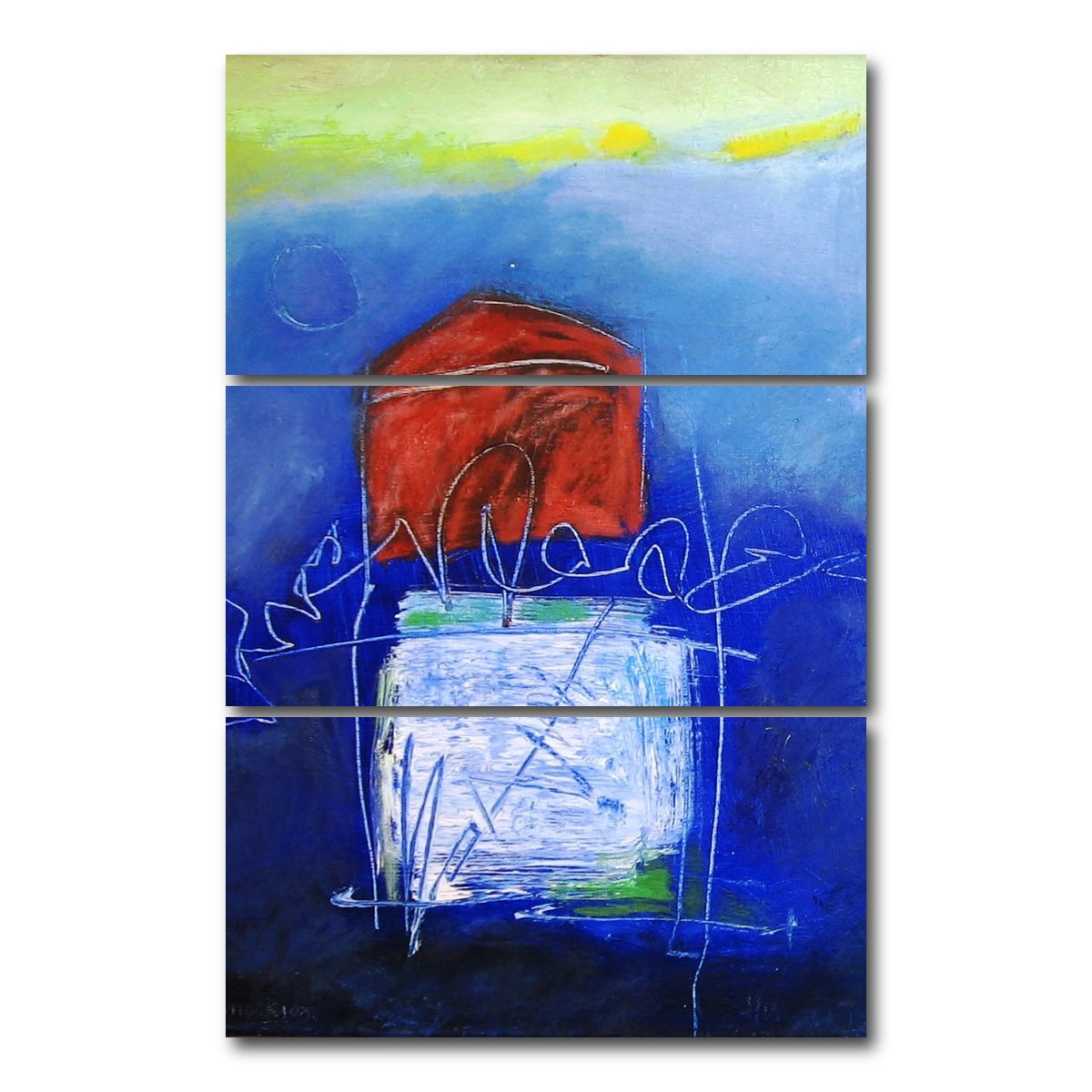 AUTO-MOCKUP WHITE | evening blues II | 3 Piece | Gallery Wrap Canvas | group=12x24_stacked