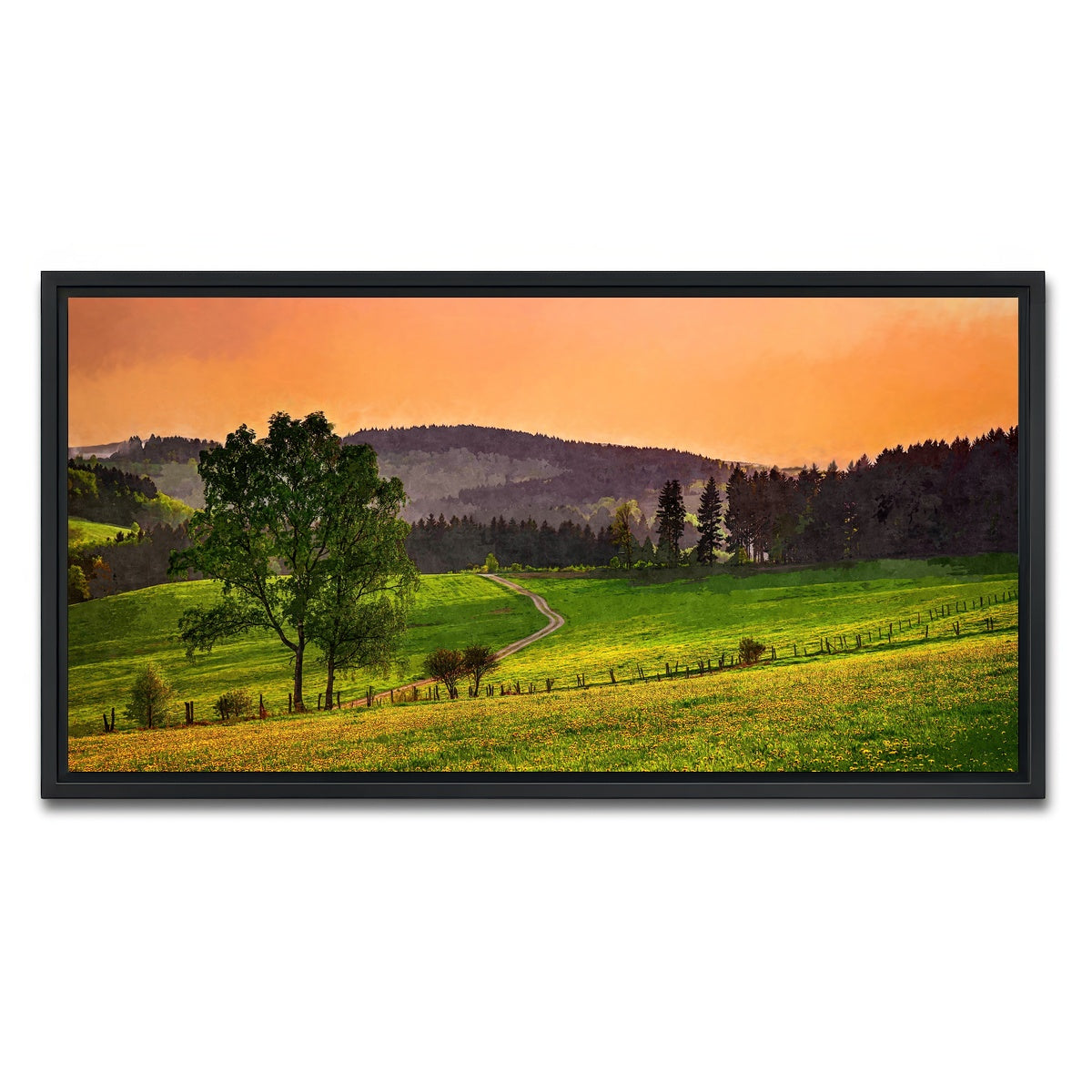 AUTO-MOCKUP WHITE | evening pasture | 1 Piece | Black Framed Canvas | group=2x1