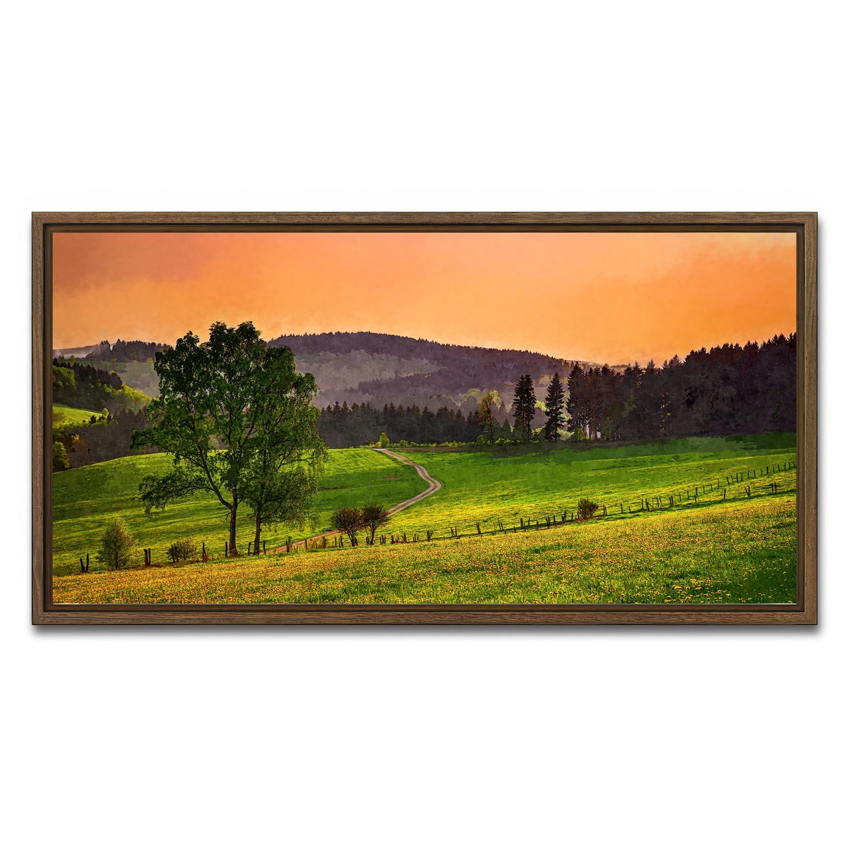 AUTO-MOCKUP WHITE | evening pasture | 1 Piece | Walnut Framed Canvas | group=2x1
