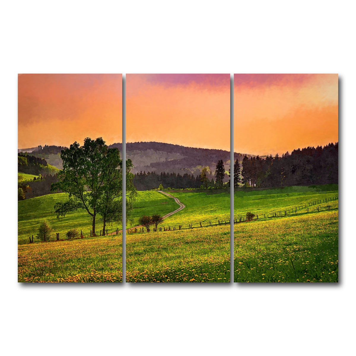 AUTO-MOCKUP WHITE | evening pasture | 3 Piece | Gallery Wrap Canvas | group=12x24