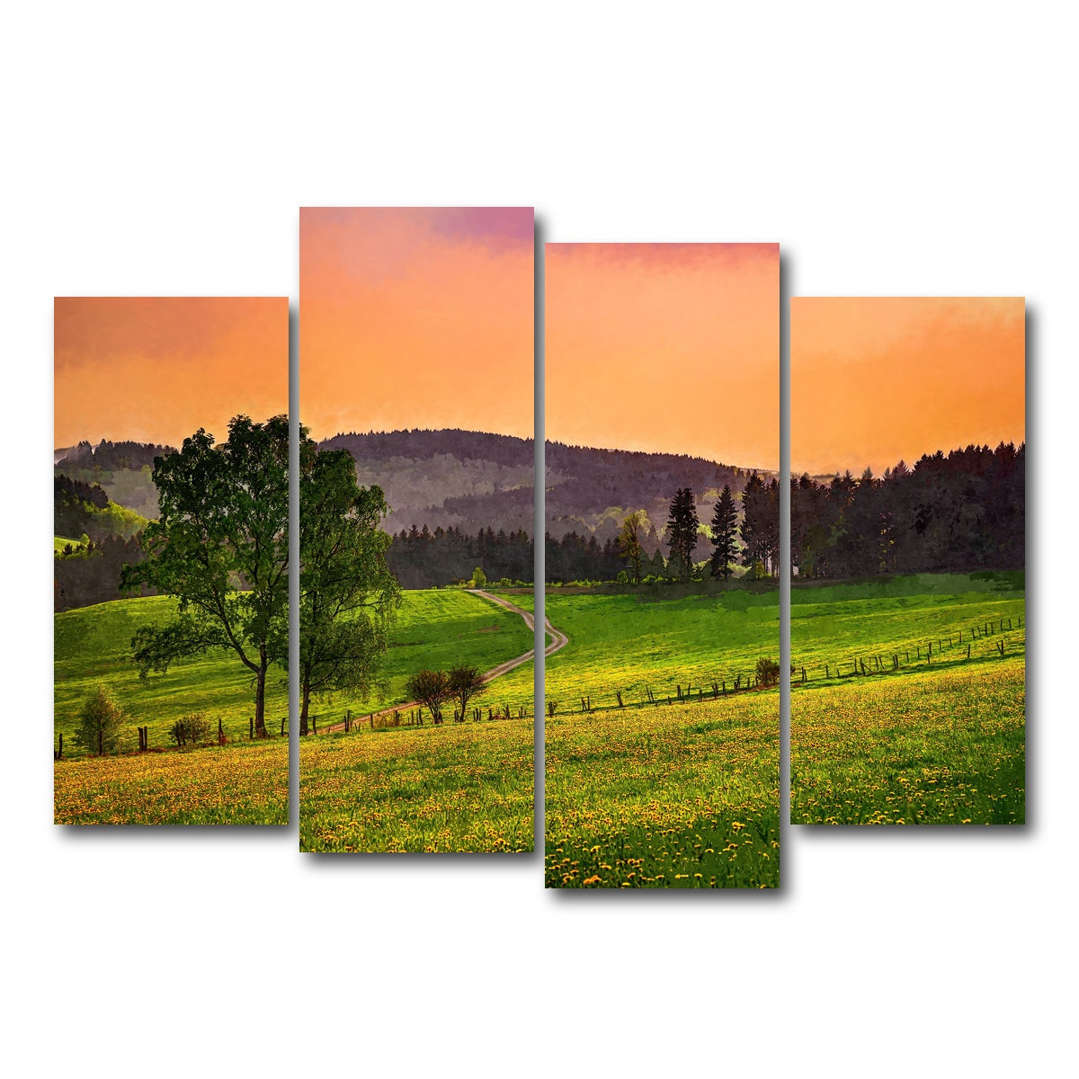 AUTO-MOCKUP WHITE | evening pasture | 4 Piece | Gallery Wrap Canvas | group=4_normal