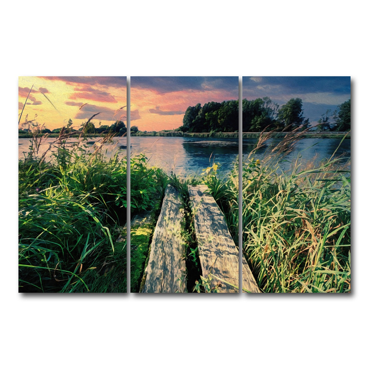 AUTO-MOCKUP WHITE | evening swim | 3 Piece | Gallery Wrap Canvas | group=12x24
