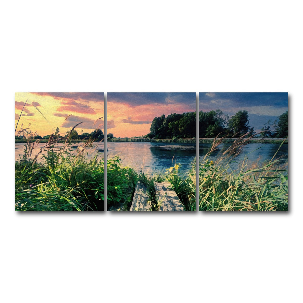 AUTO-MOCKUP WHITE | evening swim | 3 Piece | Gallery Wrap Canvas | group=18x24