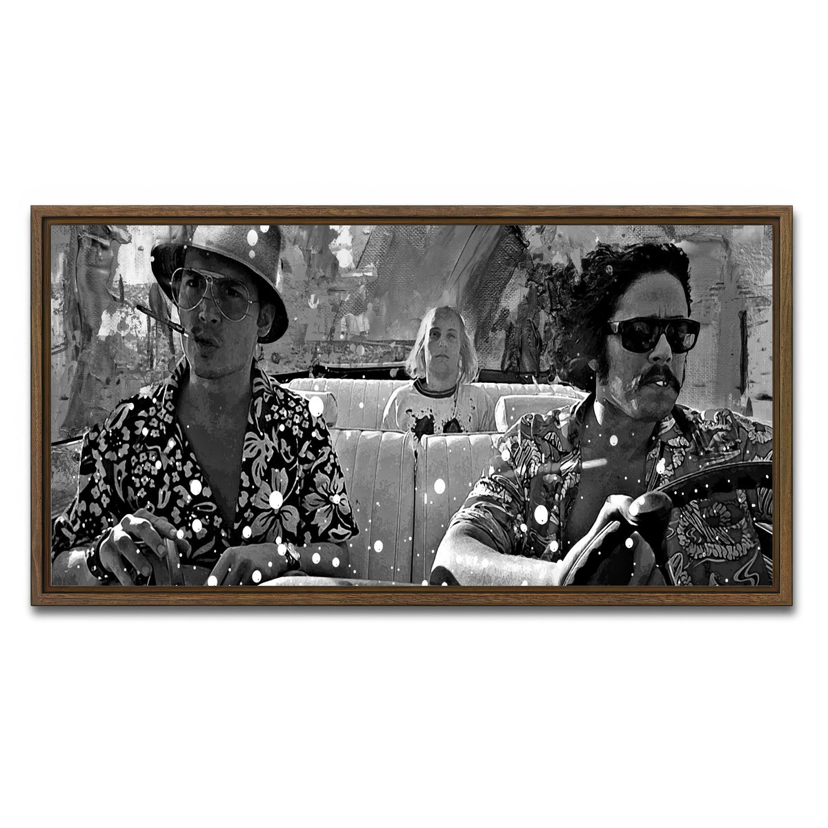 AUTO-MOCKUP WHITE | fear and loathing grayscale | 1 Piece | Walnut Frame | group=2x1