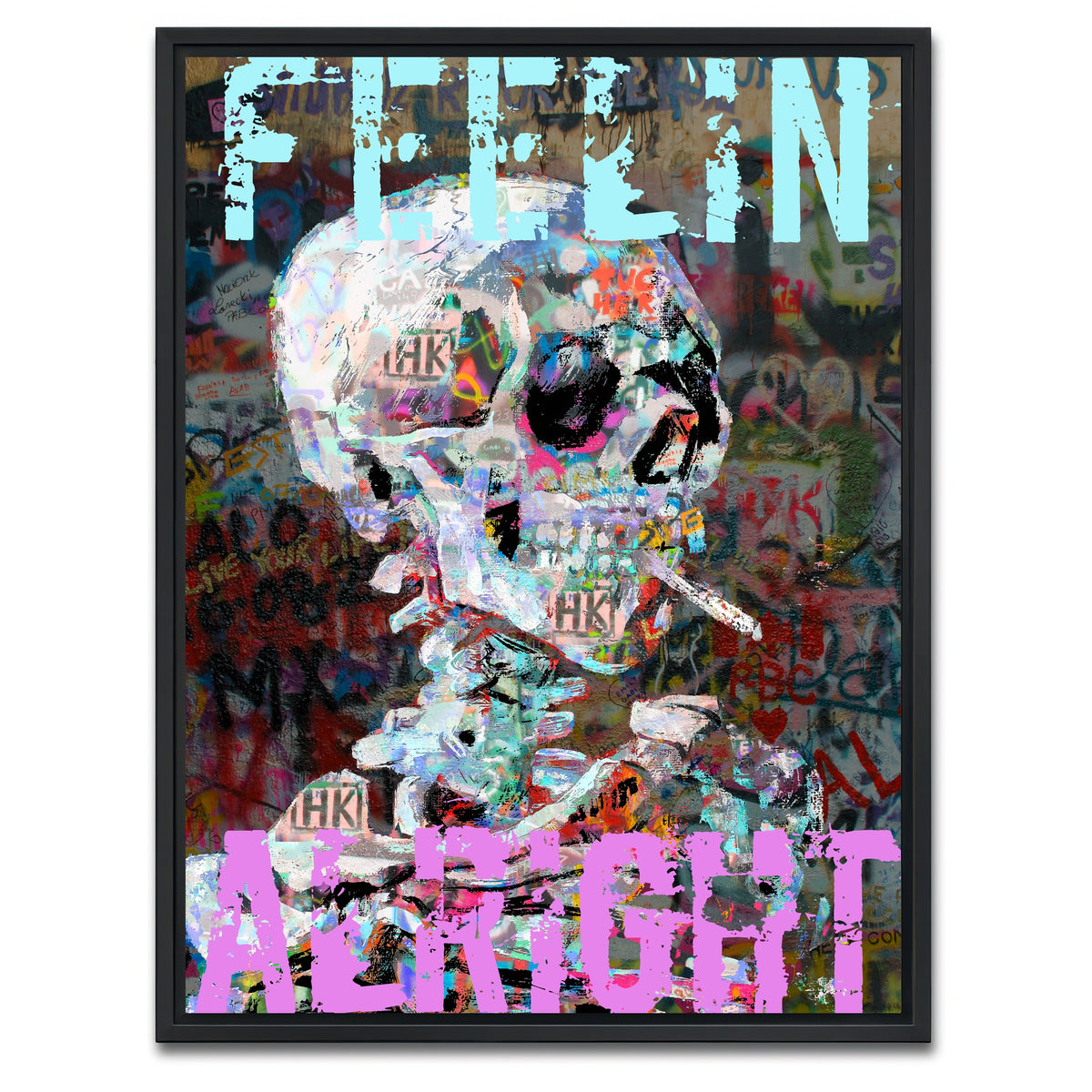 AUTO-MOCKUP WHITE | feelin alright | 1 Piece | Black Framed Canvas | group=3x4