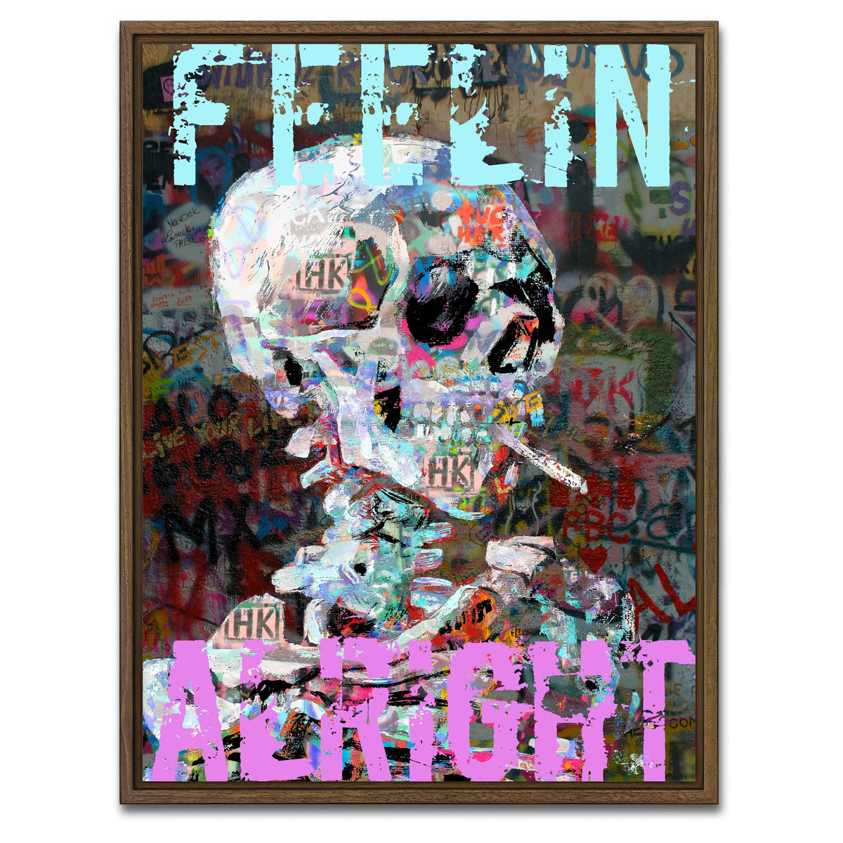 AUTO-MOCKUP WHITE | feelin alright | 1 Piece | Walnut Framed Canvas | group=3x4