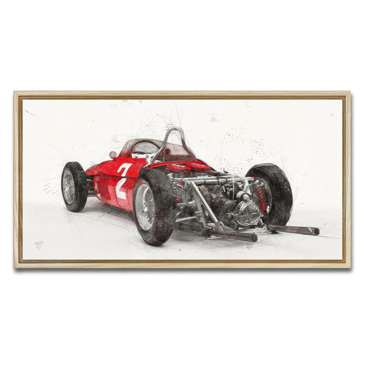 AUTO-MOCKUP WHITE | ferrari 156 rear | 1 Piece | Natural Framed Canvas | group=2x1