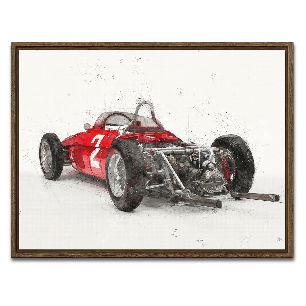 AUTO-MOCKUP WHITE | ferrari 156 rear | 1 Piece | Walnut Framed Canvas | group=4x3