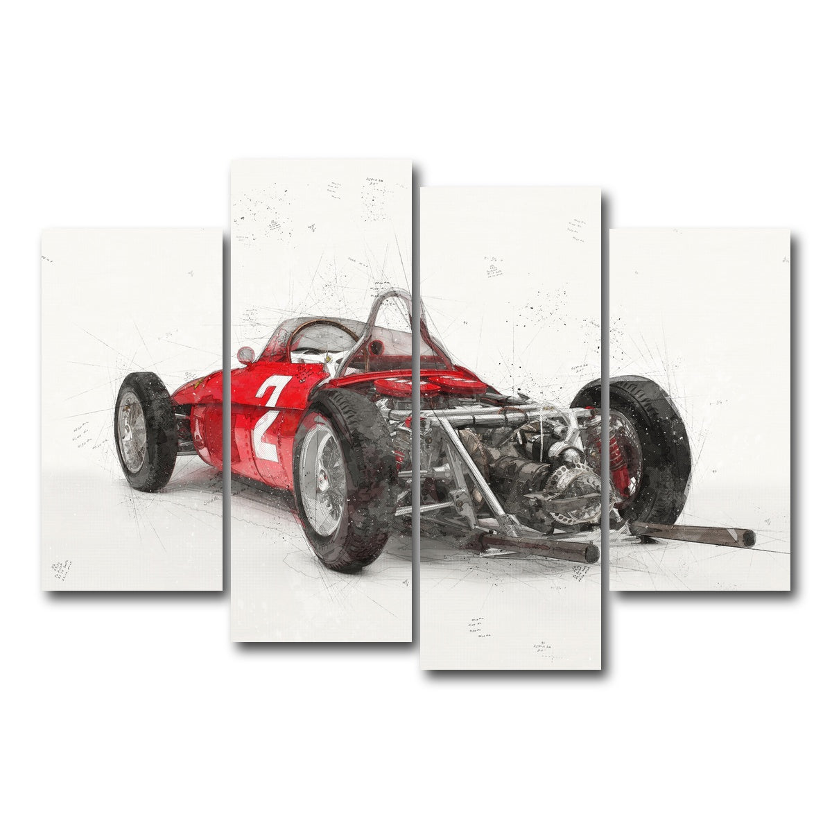 AUTO-MOCKUP WHITE | ferrari 156 rear | 4 Piece | Gallery Wrap Canvas | group=4_short