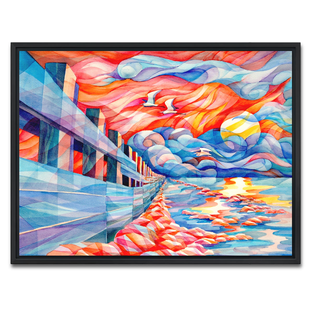 AUTO-MOCKUP WHITE | flight of the egrets | 1 Piece | Black Framed Canvas | group=4x3