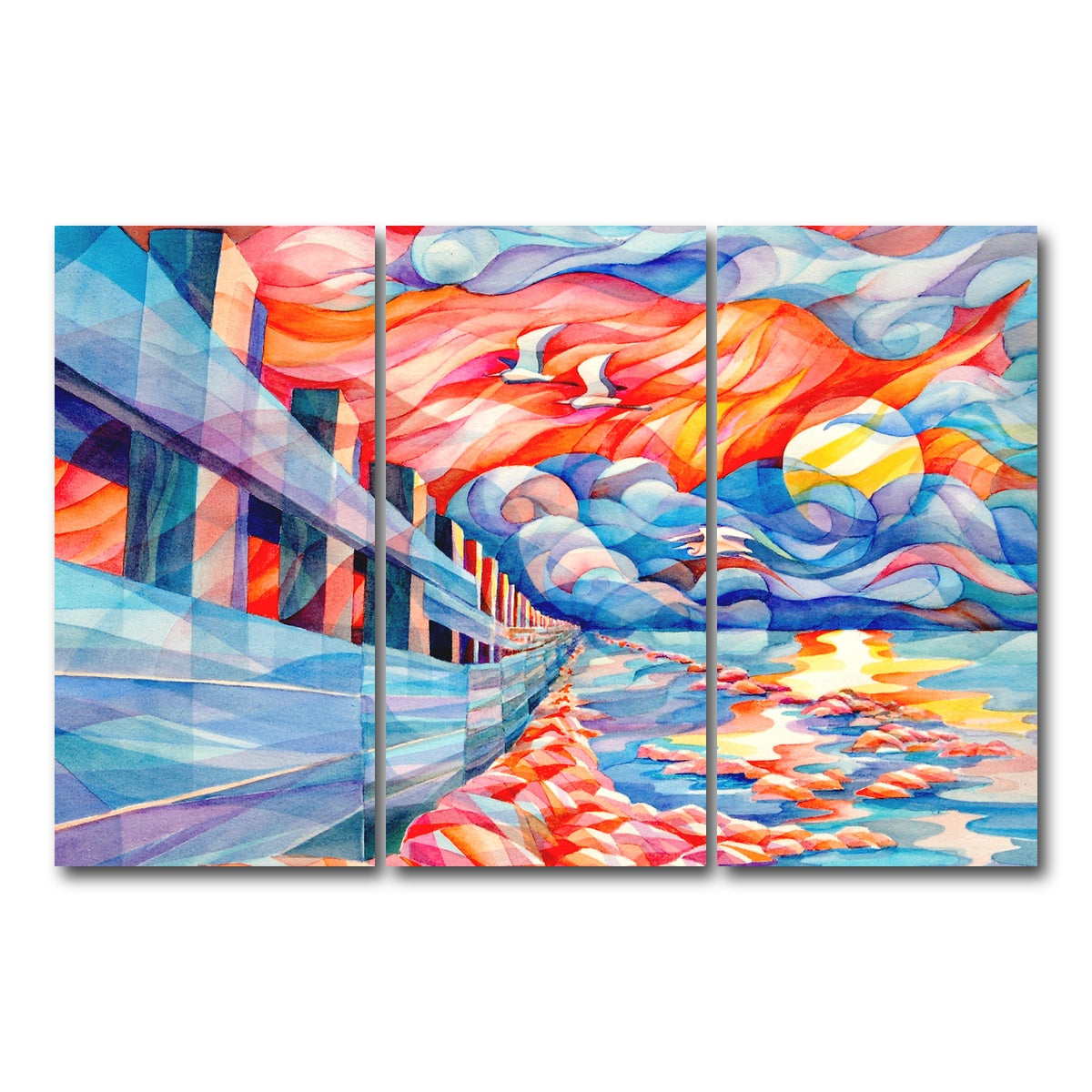 AUTO-MOCKUP WHITE | flight of the egrets | 3 Piece | Gallery Wrap Canvas | group=12x24