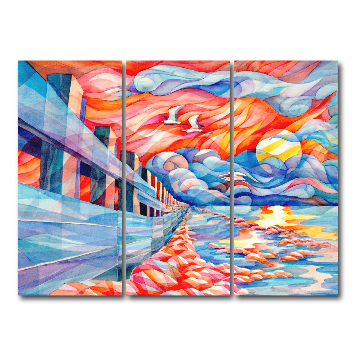 AUTO-MOCKUP WHITE | flight of the egrets | 3 Piece | Gallery Wrap Canvas | group=8x18