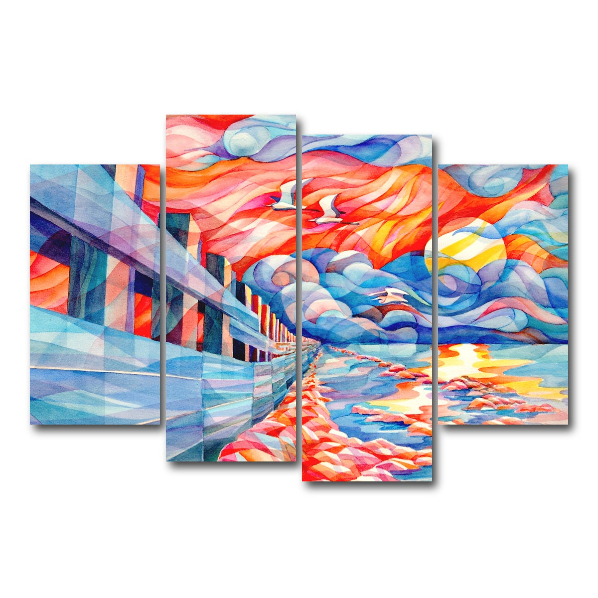 AUTO-MOCKUP WHITE | flight of the egrets | 4 Piece | Gallery Wrap Canvas | group=4_short