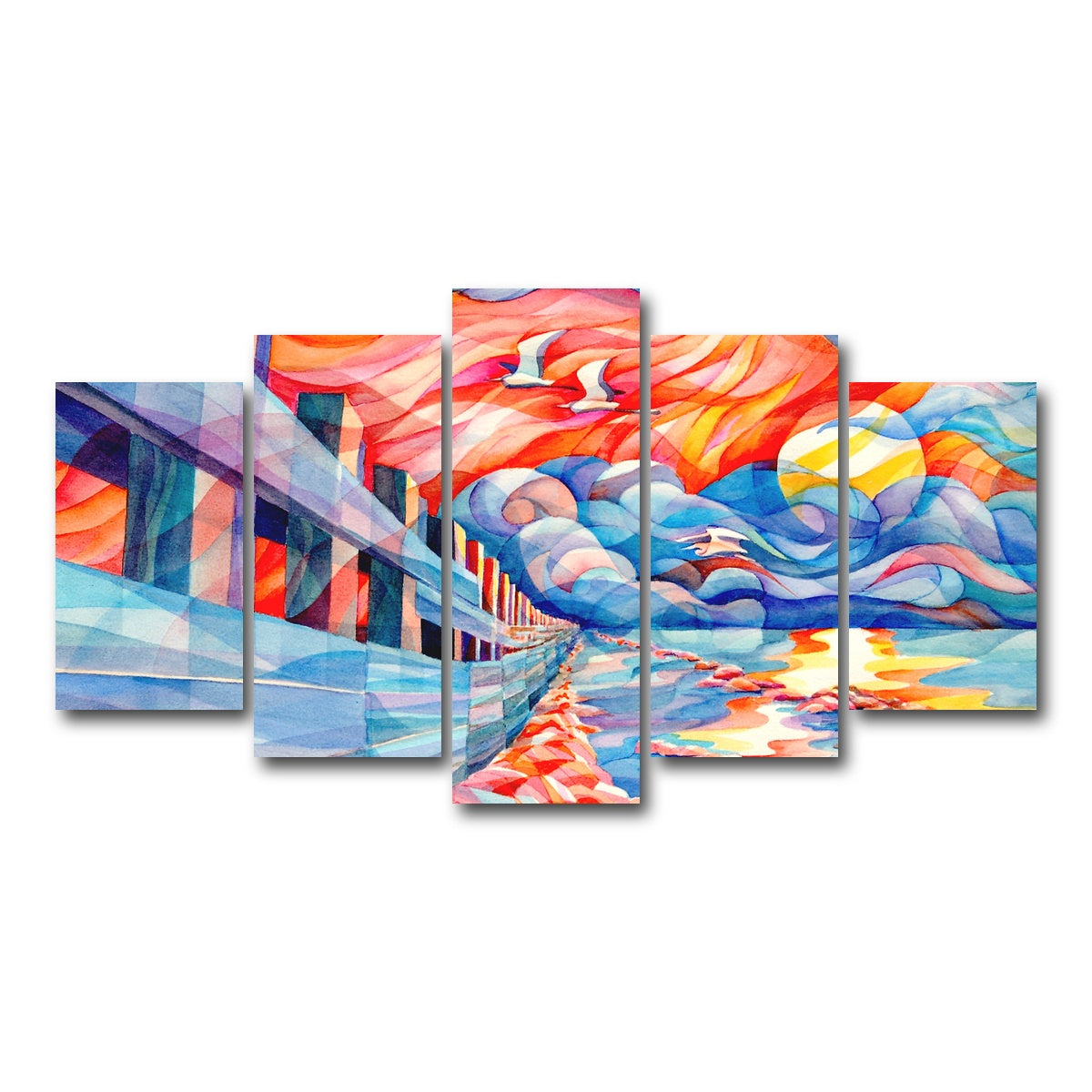 AUTO-MOCKUP WHITE | flight of the egrets | 5 Piece | Gallery Wrap Canvas | group=5_normal