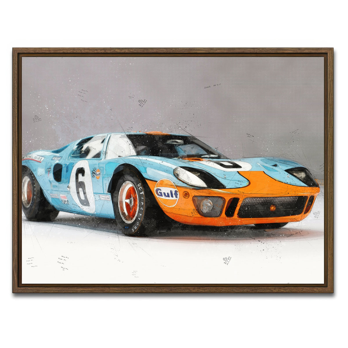 AUTO-MOCKUP WHITE | ford GT | 1 Piece | Walnut Framed Canvas | group=4x3