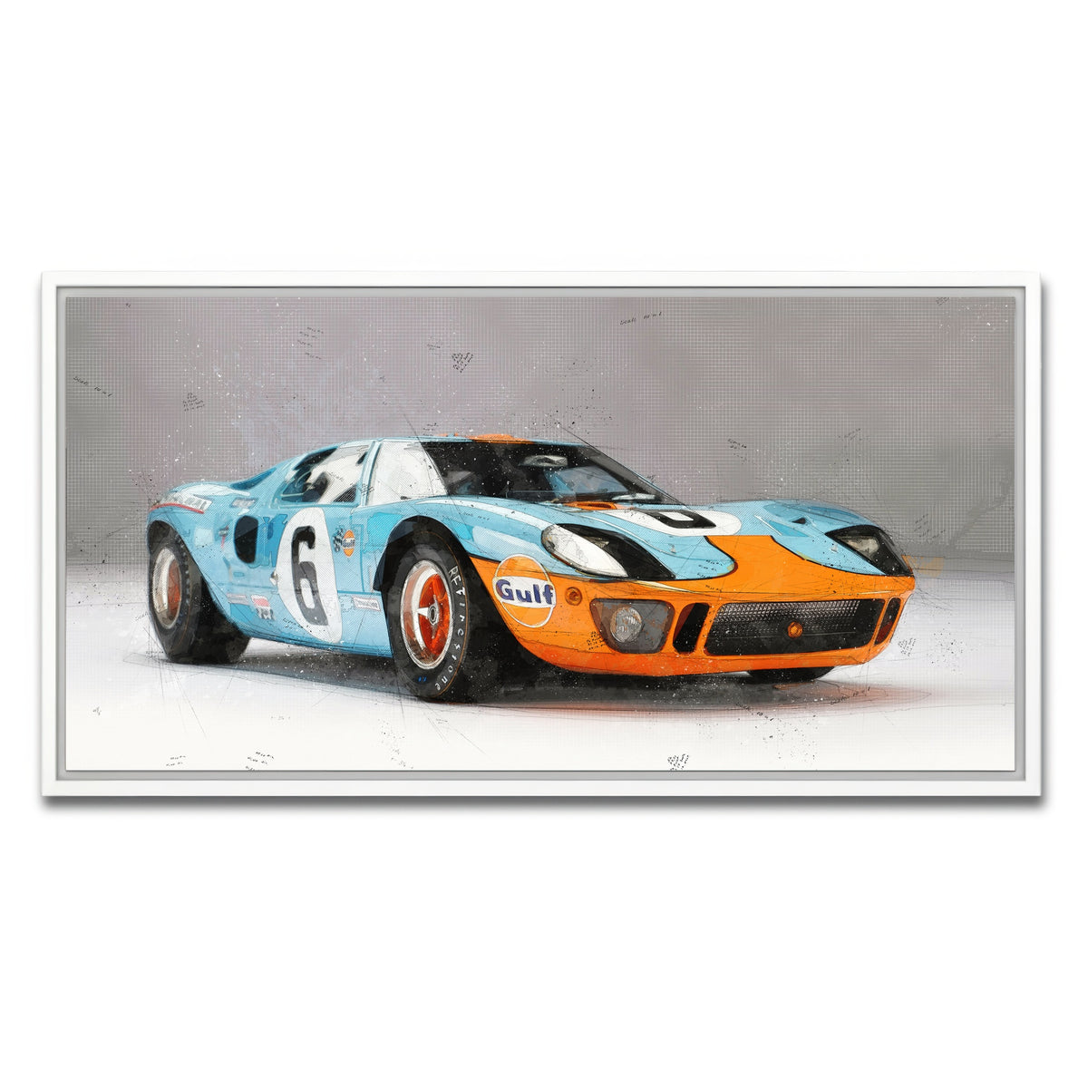 AUTO-MOCKUP WHITE | ford GT | 1 Piece | White Framed Canvas | group=2x1