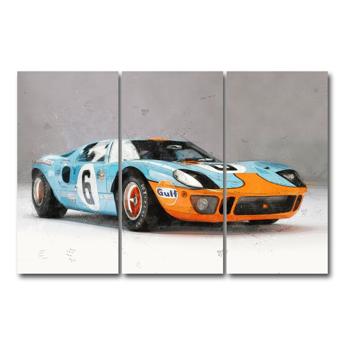 AUTO-MOCKUP WHITE | ford GT | 3 Piece | Gallery Wrap Canvas | group=12x24