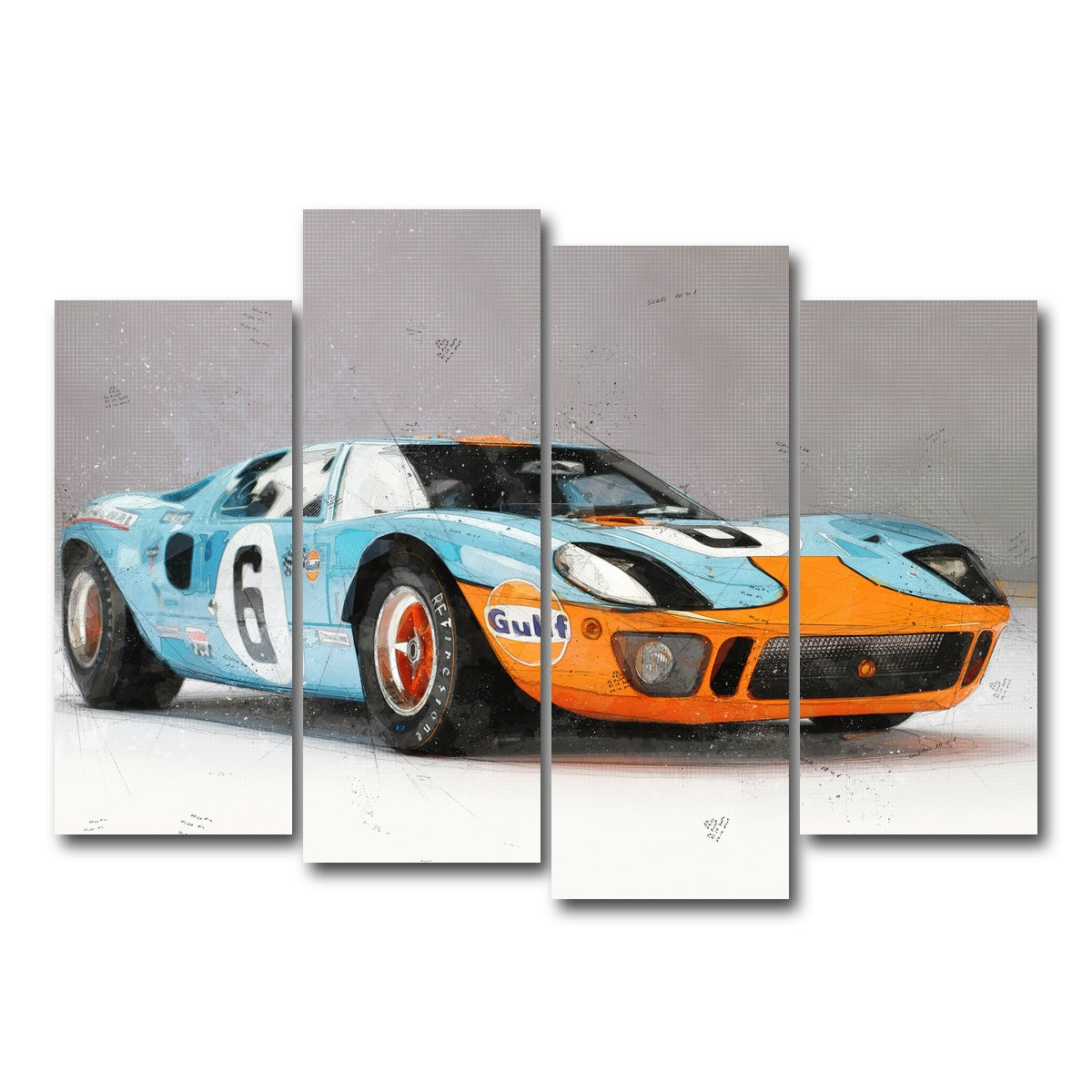 AUTO-MOCKUP WHITE | ford GT | 4 Piece | Gallery Wrap Canvas | group=4_normal