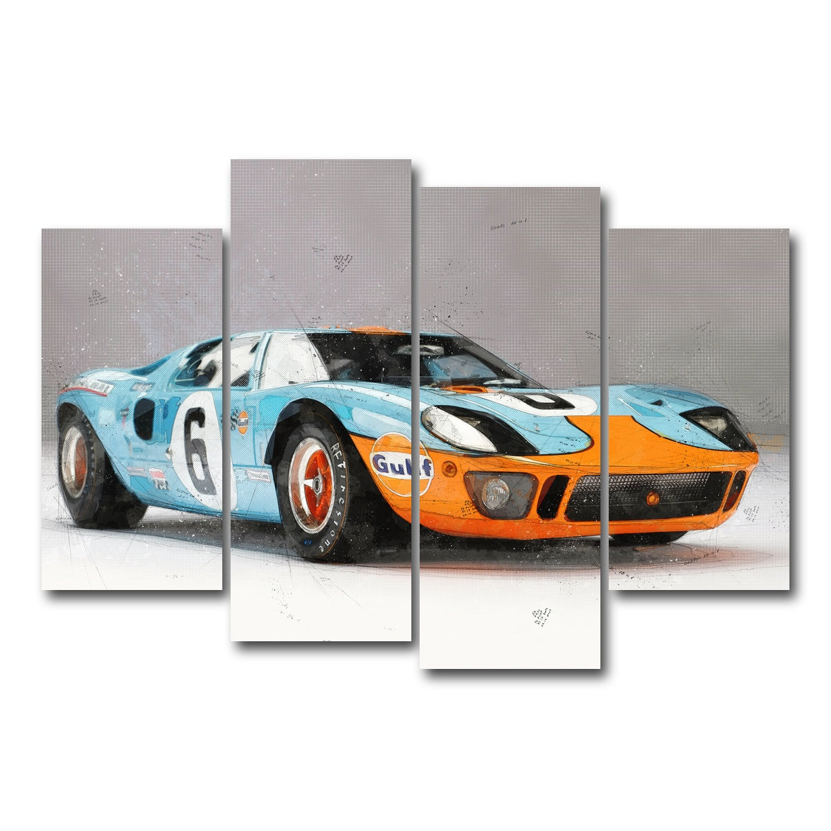 AUTO-MOCKUP WHITE | ford GT | 4 Piece | Gallery Wrap Canvas | group=4_short